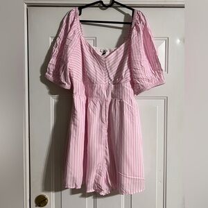 American Eagle Romper XL pink and white stripes